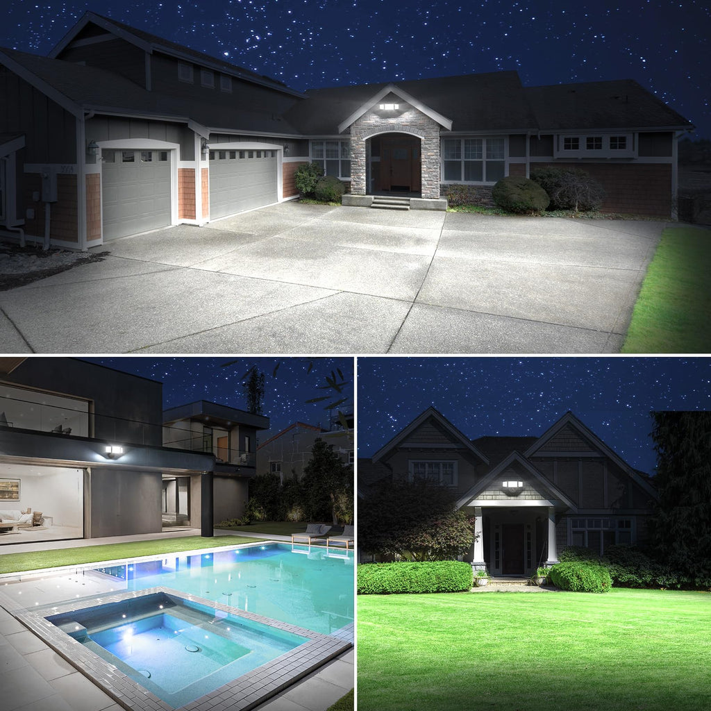 Flood Lights Outdoor, Brightness Security LED Flood Lights with 3 Adjustable Heads, Switch Controlled