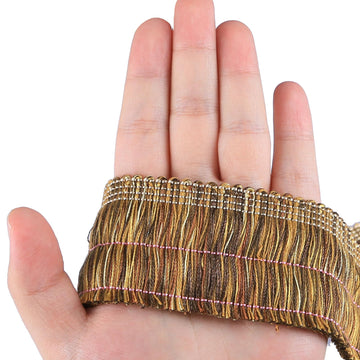 1.9 Inch Chainette Brush Fringe Trim Tassel Fringe, Mix Cofee - 3M
