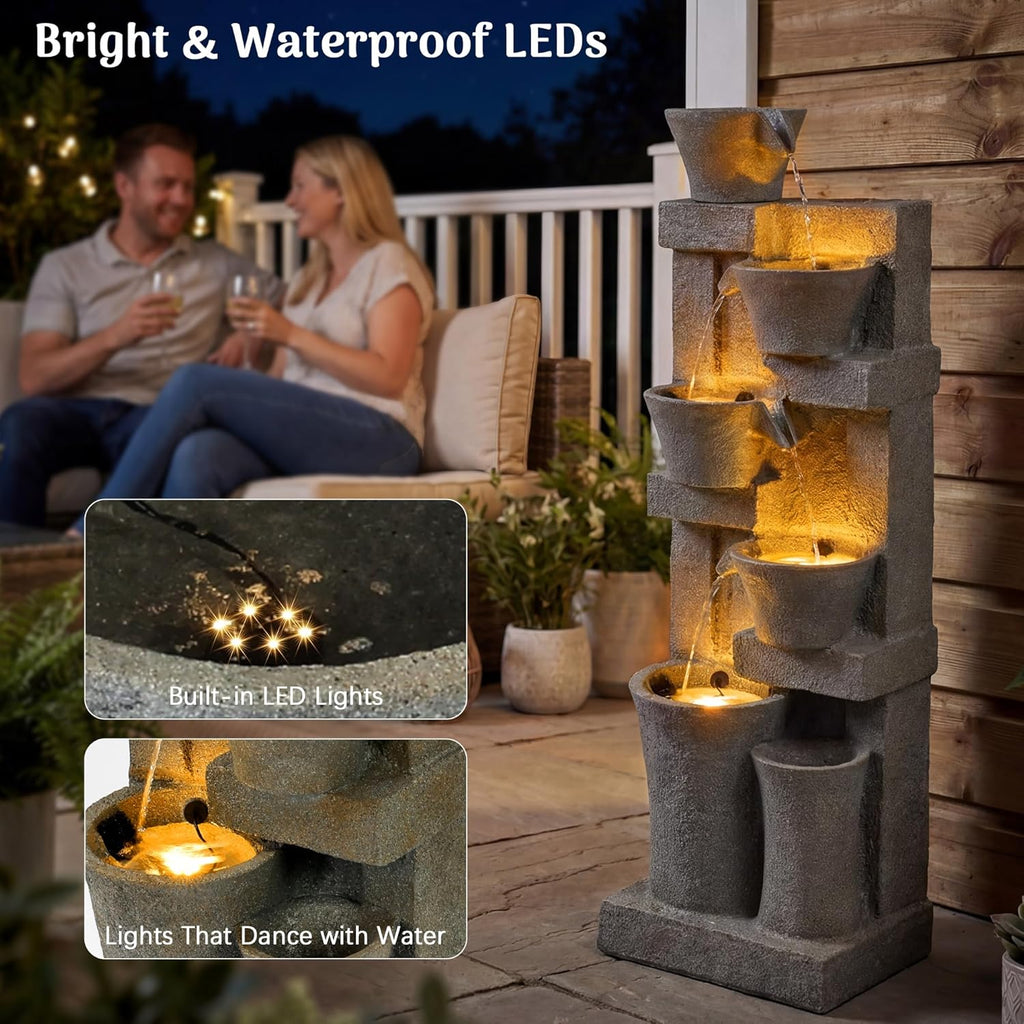 Redlife 49.6" Tall Outdoor Waterfall Fountain