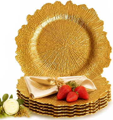 Gold Charger Plates bulk 100, 13" Gold Chargers for Dinner plates - Set of 15