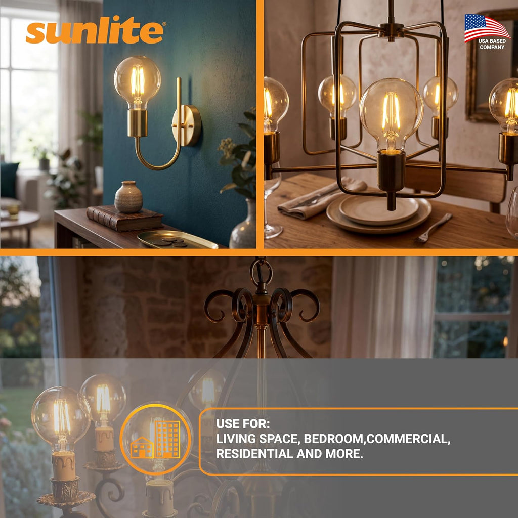 LED G25 Edison Globe Light Bulb, 8.5 Watts (100W=), Medium E26 Base, 800 Lumens, Dimmable, Clear Glass, Antique Long