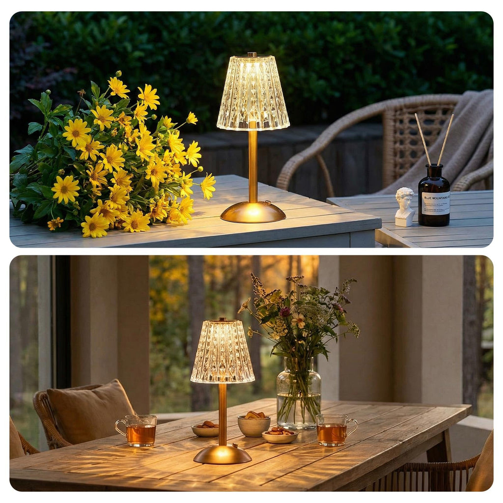 4 Pcs Cordless Table Lamp LED Touch, Gold, Classic Style