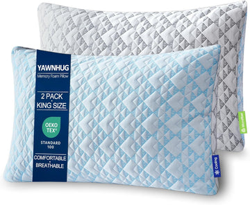 Cooling Shredded Memory Foam Pillows: Adjustable Bed Pillows for Hot Sleeping, King Size Set of 2, Customizable Loft