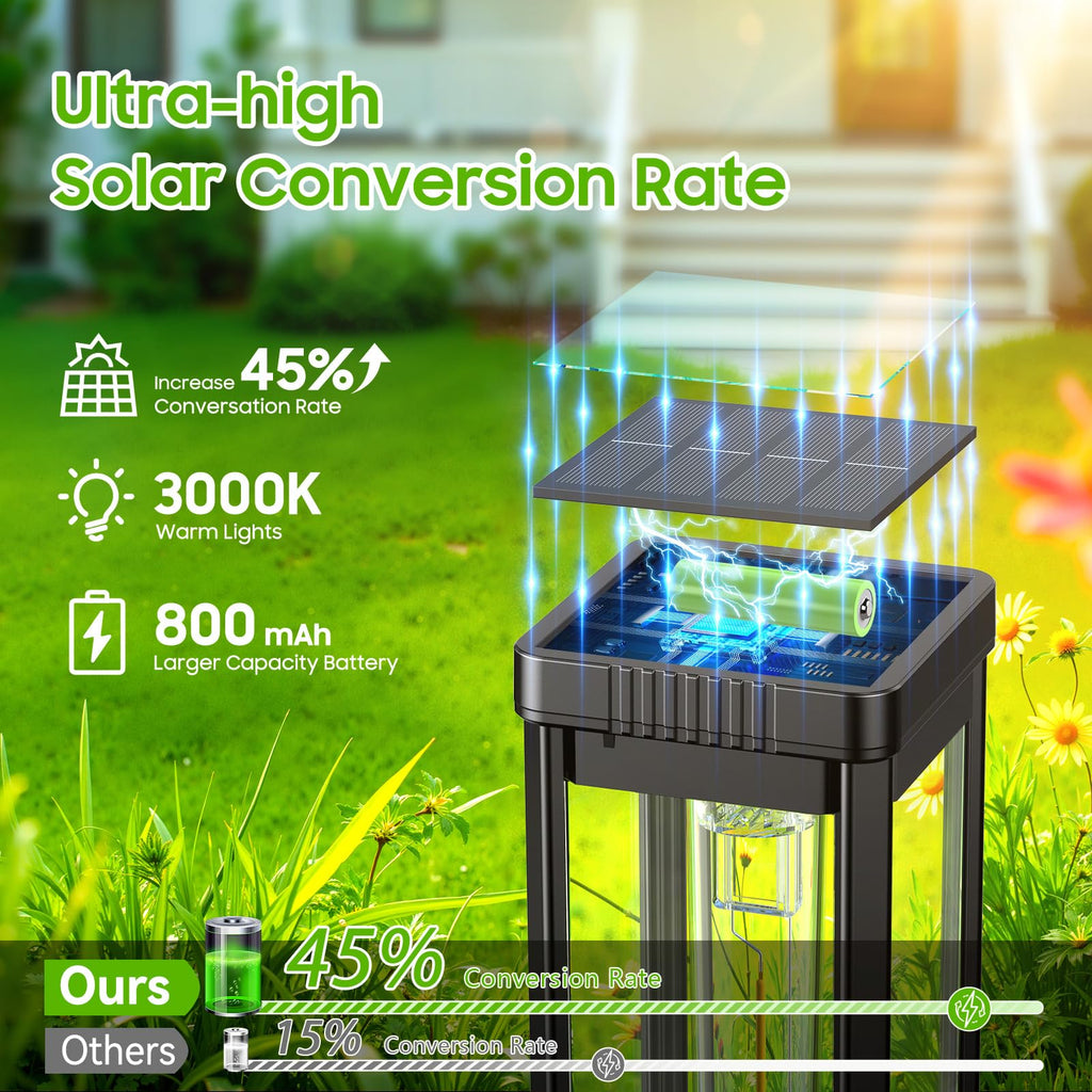 Taller Solar Pathway Lights Outdoor, 6 Pack Upgraded Brighter Solar Garden Lights Solar Powered, Up to 15 Hours