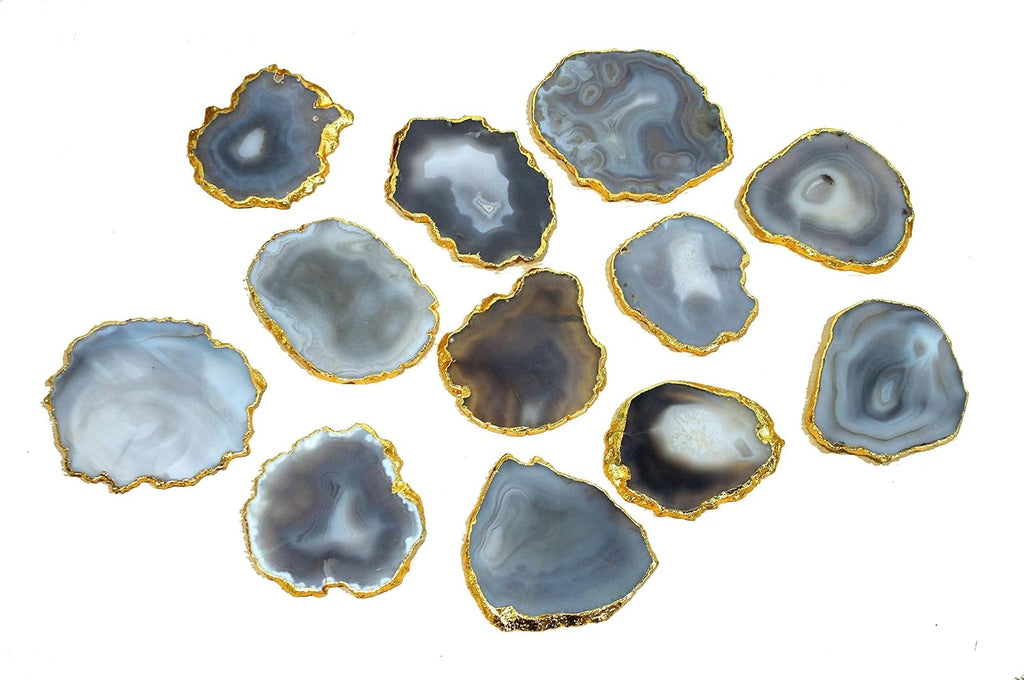 Natural Agate Coasters Bar Beer Coffee Tea Coaster Coasters - Perfect Table Accessories Tableware (Natural - Set of 4