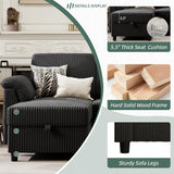 Convertible Sectional Couches, 3 Seat L Shaped Couch Sofa with Removable Pillows Soft Corduroy Fabric Small Couch Mid