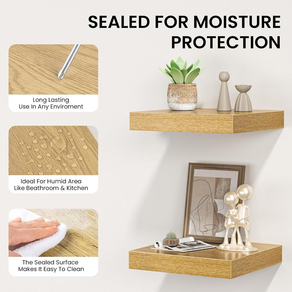 Floating Shelves for Wall, 55"W x 9.3"D x 1.5"H, Long Wooden Wall Mounted Display Shelves with Invisible Brackets