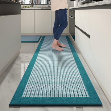 Extra Large Kitchen Runner Rugs and Mats 2PCS, 2.5'x6'+20"x32", Teal