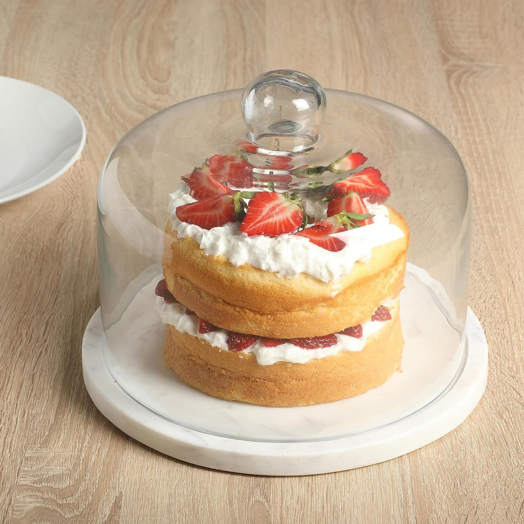 Ridgehaven 11" Marble Cake Stand, Serving Platter, Charcuterie Board, and Center Piece Home Décor With Glass Lid
