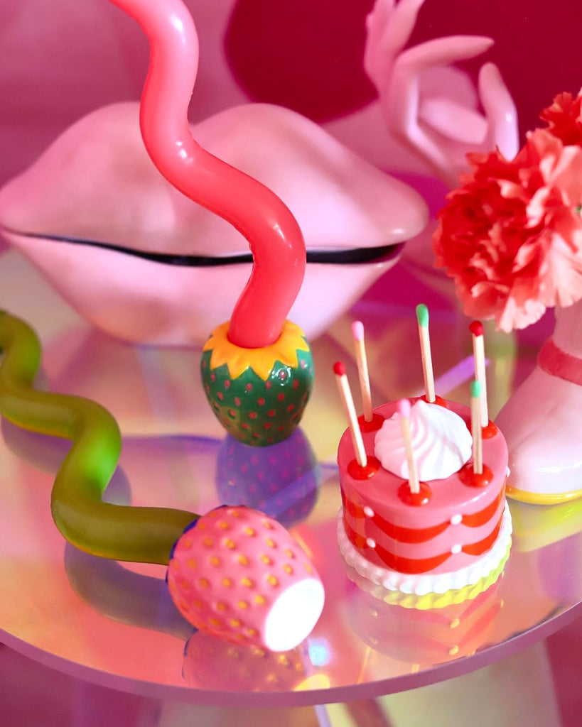 Match Holder with Striker Decor, Pink Cake