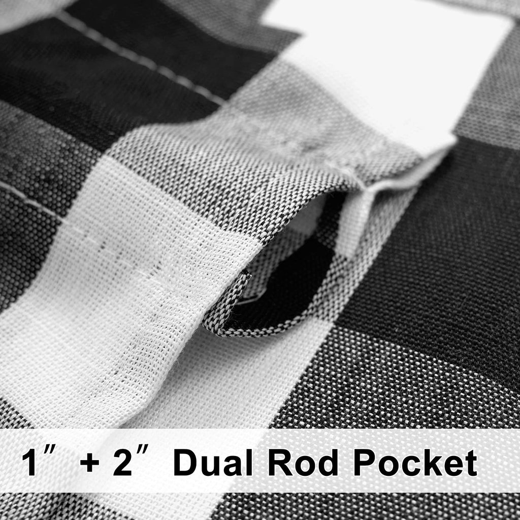 Black White Buffalo Check Valance Curtains Kitchen Plaid Window Top 52x15"