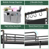 Bunk Bed Twin Over Twin, Heavy Duty Metal Bunkbeds with Ladder and Full-Length Guardrail