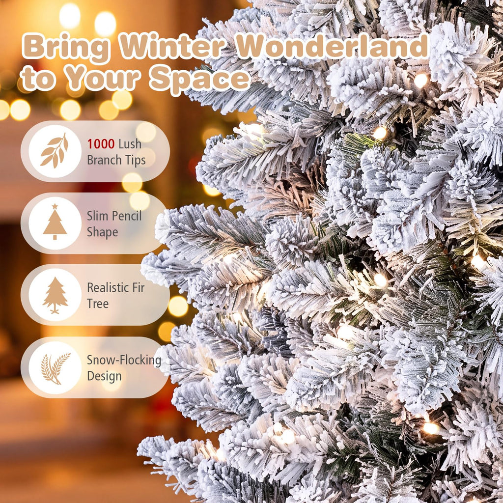 7.5FT Pre-lit Pencil Christmas Tree with Remote, APP Control, White