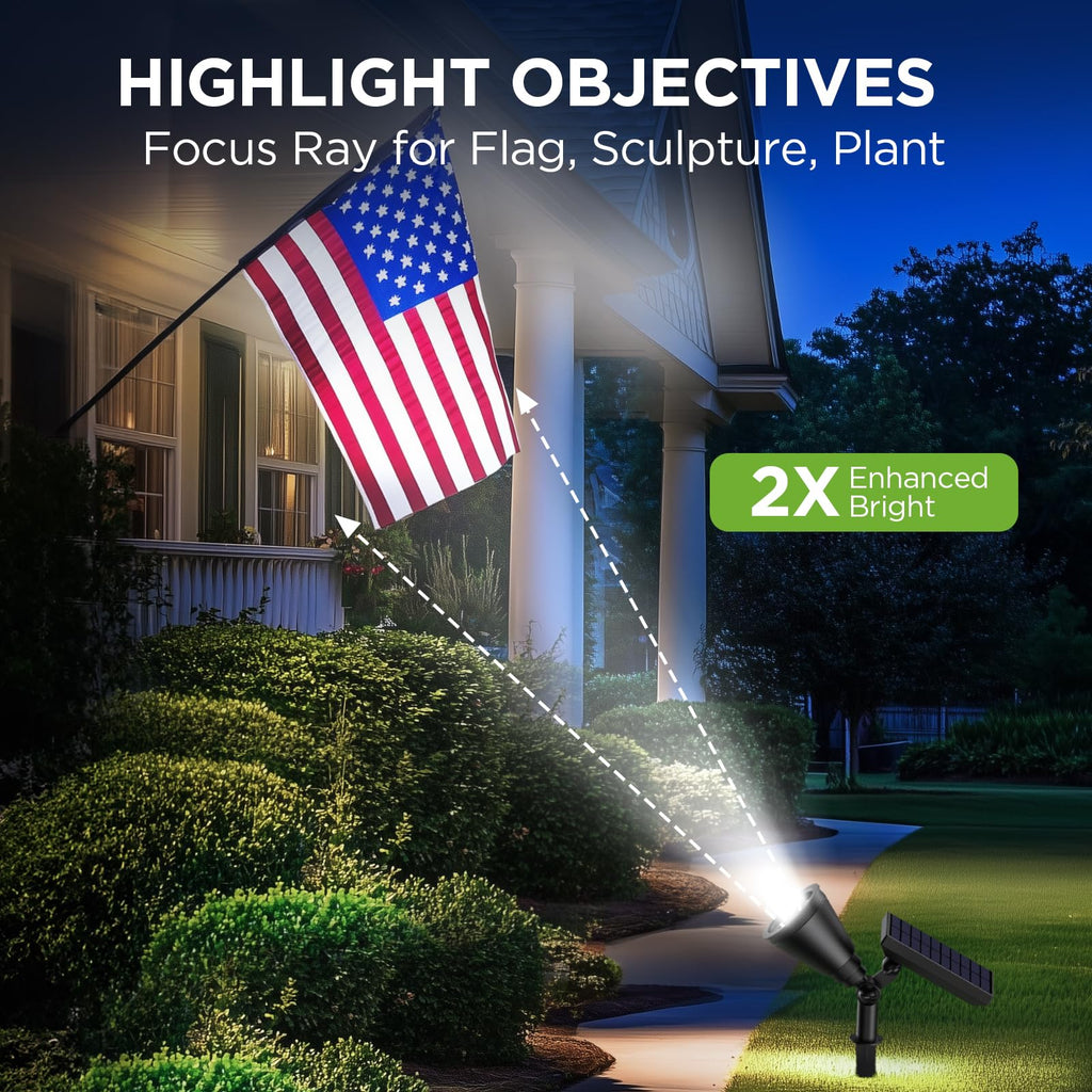 2 Solar Lights Outdoor Spot Garden Yard Landscape Flag, Cool White