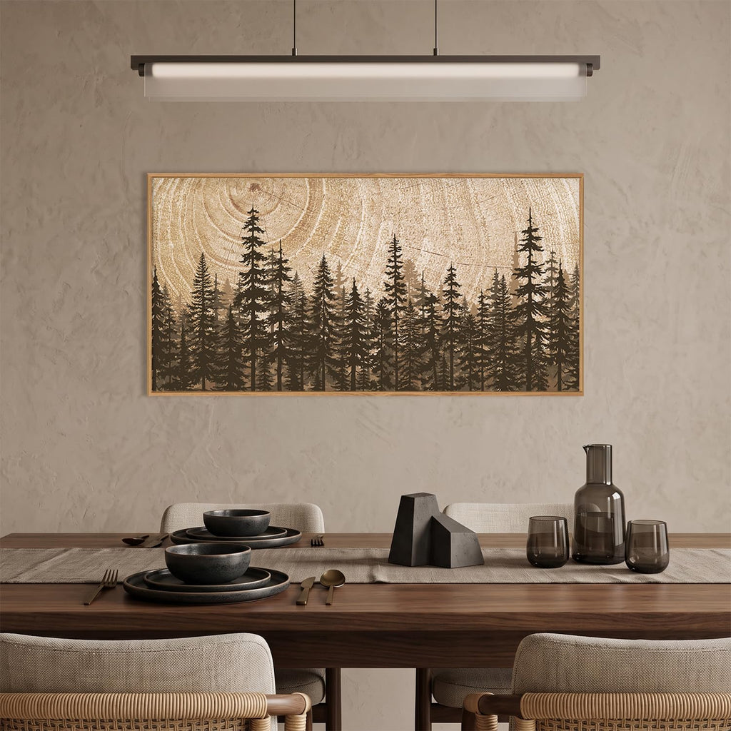 Rustic Pine Tree Forest Framed Canvas Wall Art Set-40"x20"x1