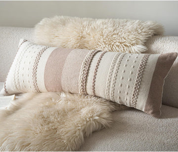 Boho Lumbar Pillow Covers 14x36 Inch Long, Khaki Textured Decorative Couch Pillow Cases for Farmhouse Home Decor
