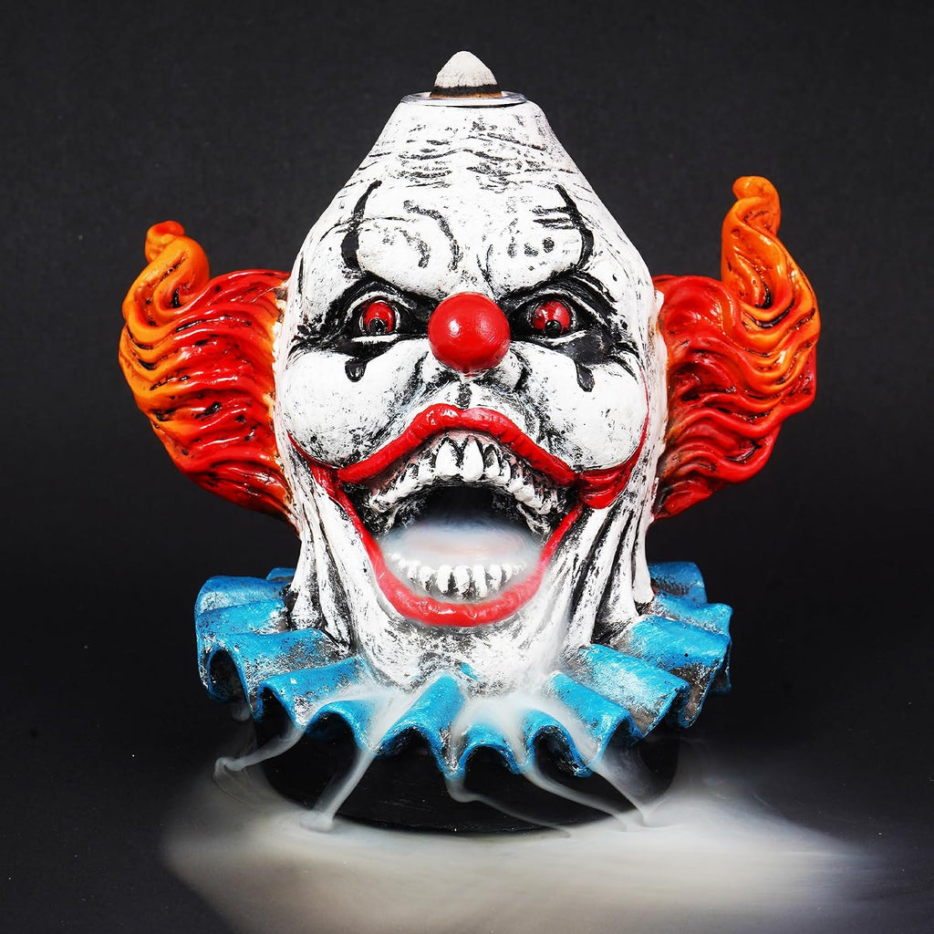 Clown Backflow Incense Burner - 5 x 5 x 3 Inch Hand-Painted Cold Cast Resin | Whimsical Decorative Aromatherapy