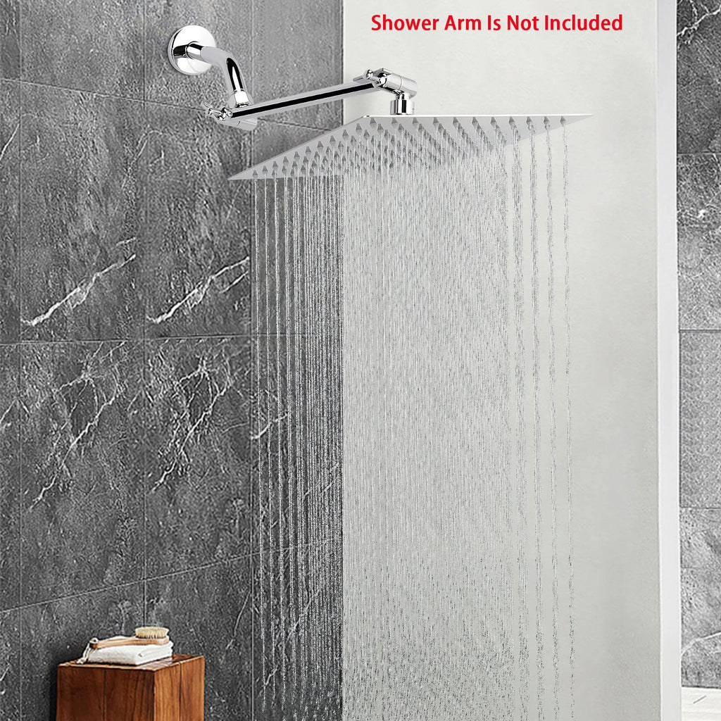 Rain Shower Head, High Flow Stainless Steel Square Rainfall Shower, High Pressure Design, Awesome Shower Experience