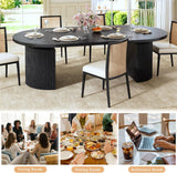 Extendable Round Dining Table for 4-8, 39in-77in Long Large Kitchen Table with Fluted Base, Space Saving Modern