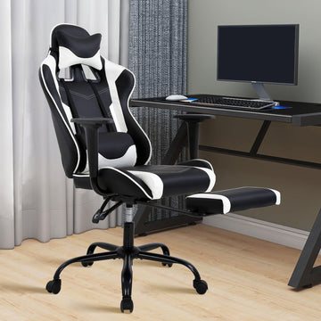 Gaming Chair, High Back PU Leather Gaming Chairs Computer Chair with Headrest & Lumbar Support, Height Adjustable