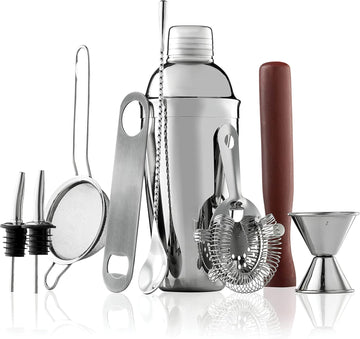 10-Piece Cocktail Shaker Set with Travel Bag - Stainless Steel Shaker Set Bartender Kit - Mixology Bartender Kit