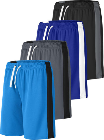 4 Pack Boys Shorts Boys Athletic Basketball Shorts Boys Mesh Quick Dry Shorts Soccer Shorts Gym Clothes for Summer