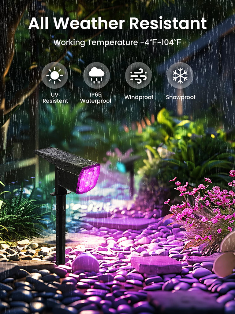 Solar Spot Lights Outdoor Waterproof, 6 Packs, RGB
