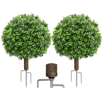 2 Pack 23.7" Artificial Boxwood Topiary Trees
