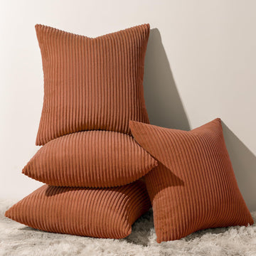 Decorative Terracotta Throw Pillow Covers Cushion Cases, Set of 4 Soft Velvet Modern Double-Sided Designs, Rustic