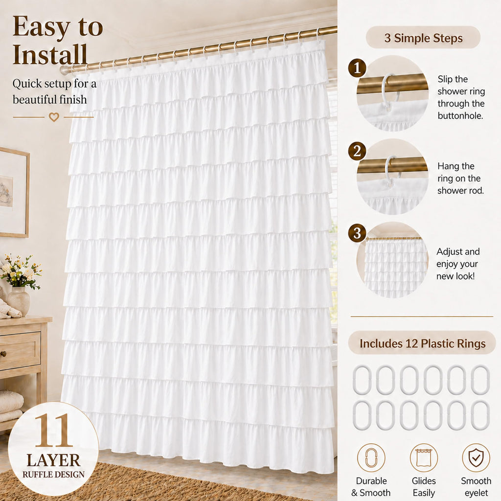 White Ruffle, 72X84, Layered Ruffles Texture