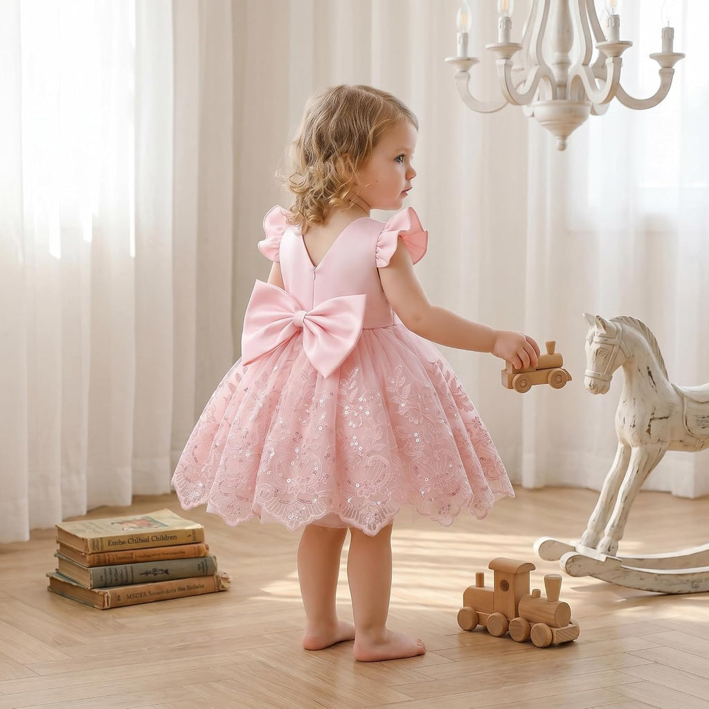 Toddler Baby Flower Girls Princess Dress Wedding Guest Sequin Birthday Pageant Party Formal Dresses for Baby Girls