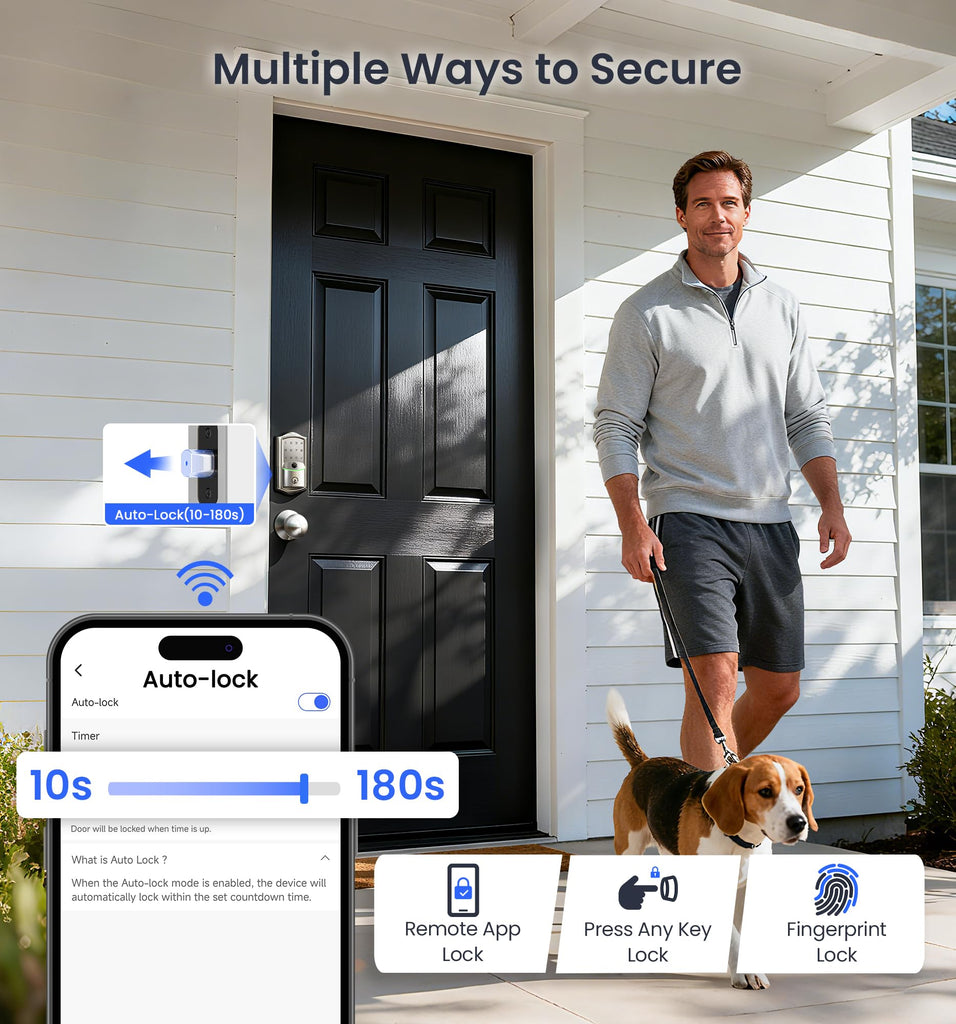 WiFi Smart Deadbolt Locks with 2 Knobs Set, Satin Nickel