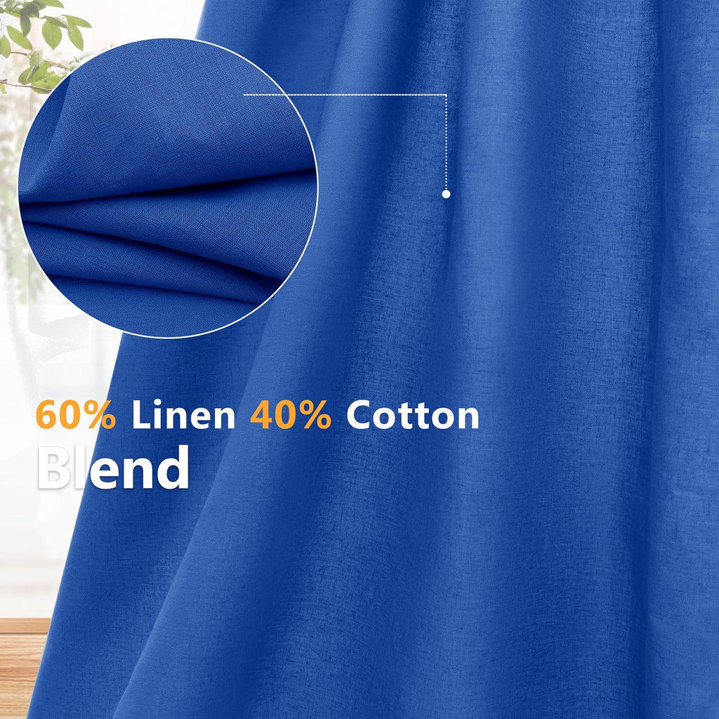 Royal Blue Linen Cotton Fabric 1 Yard 61" Wide, Linen Cotton Blend