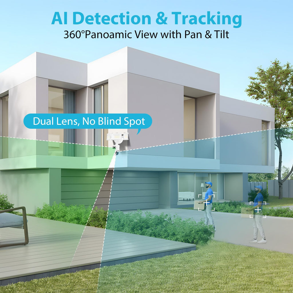 360° Dual-Lens Floodlight Camera, Auto Tracking - 2K