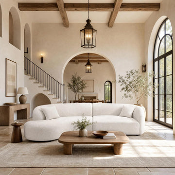 Curved Sectional, 127", 2-Piece, Chaise, Deep Seats, Boucle, Modern