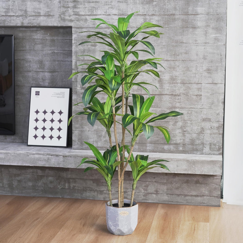 Artificial Plants 5.3Ft Dracaena Fragrans Faux Trees with 7 Heads Fake Tree Decor Indoor or Outdoor Office Decoration