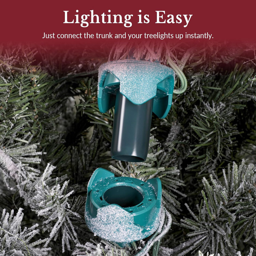Prelit Artificial White Flocked Christmas Tree & Warm Lights