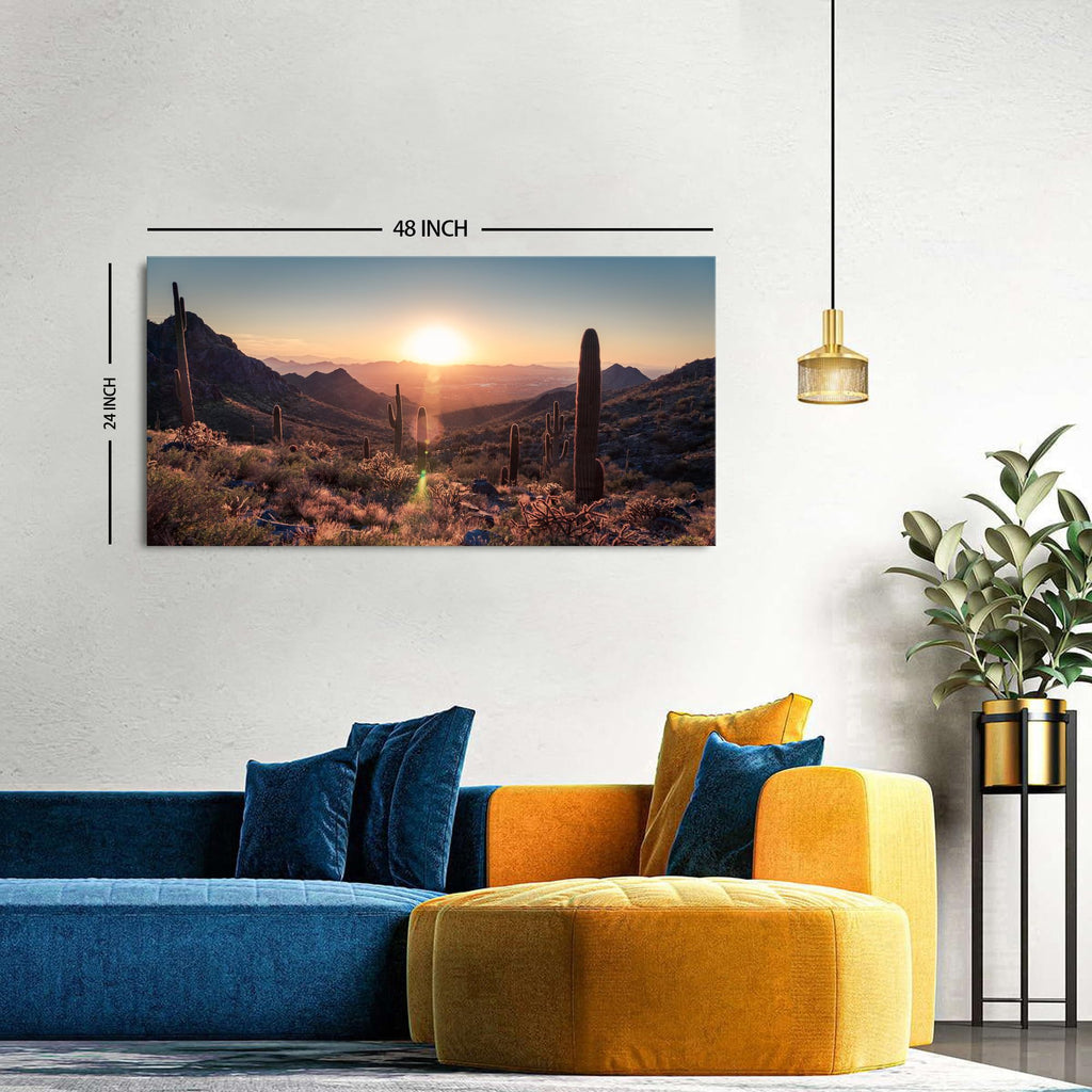 Mountain Wall Art Sunset Cactus Wall Decor Arizona Sonoran Desert Canvas Pictures Saguaro Landscape Photography