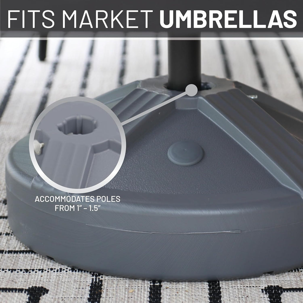 Durable 50 Pound Fillable Umbrella Base Designed to be Used with a Patio Table - Gray