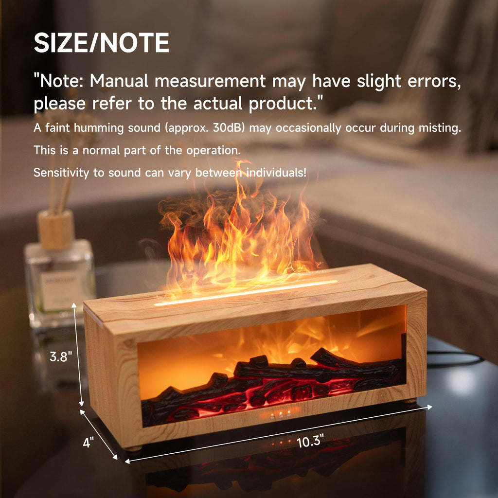 Essential Oil Diffuser Humidifier with Fireplace Flame Effect