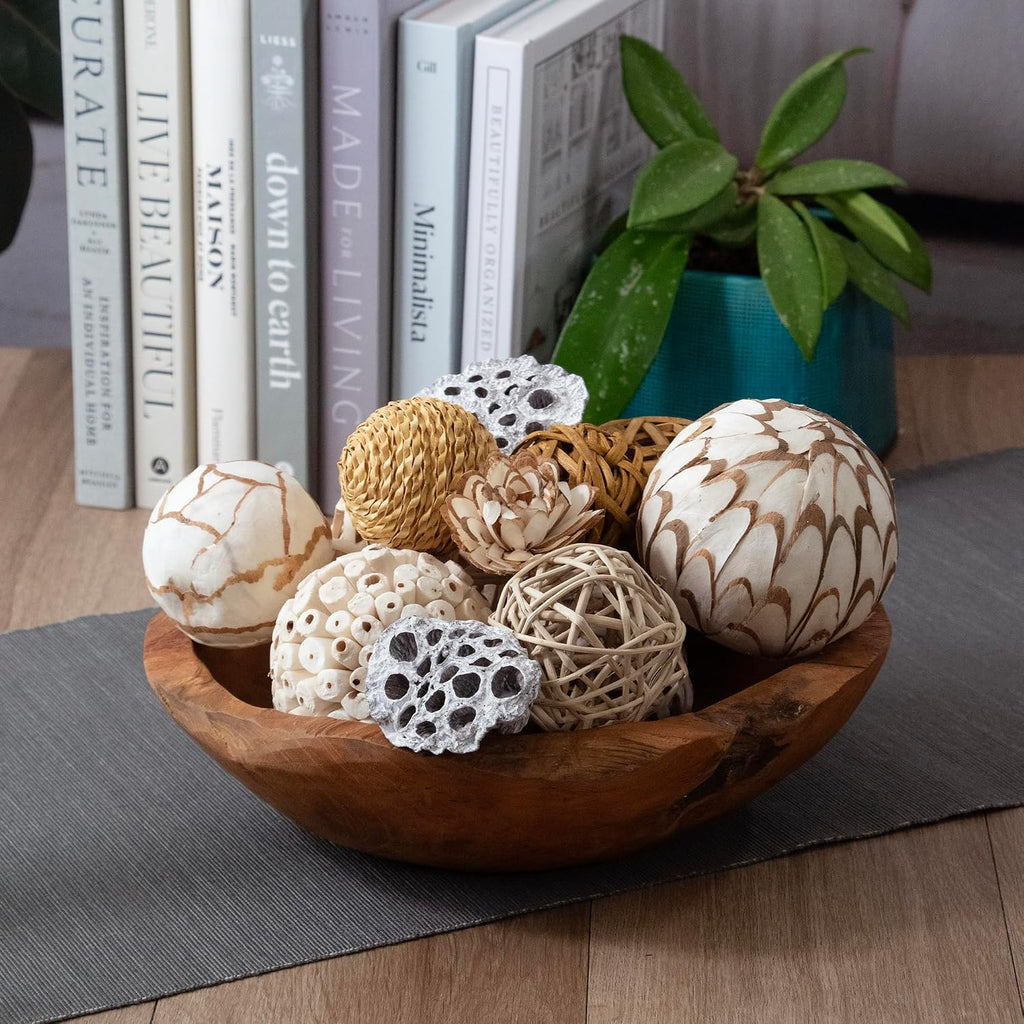 Large Decorative Vase Filler Bag with Orbs, Balls (Beige)