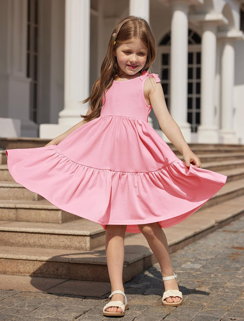 Toddler Girl Summer Dress Little Girls Casual Beach Party Bowknot Sling Sundress with Pocket