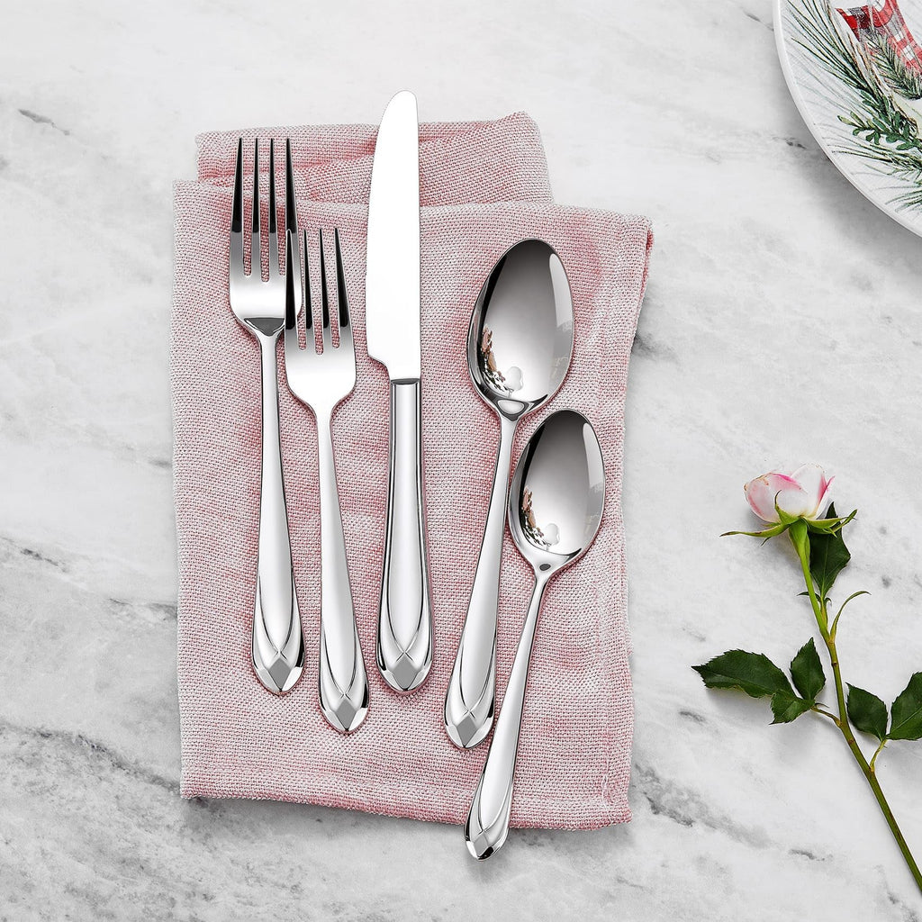 Premium Astra 20/45/65-Piece Silverware Set (20, Silver)