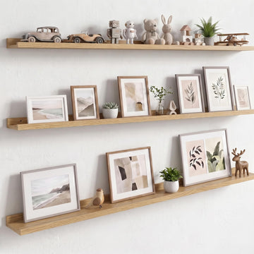 Floating Shelves for Wall, 56" Picture Ledge Shelf, White Oak