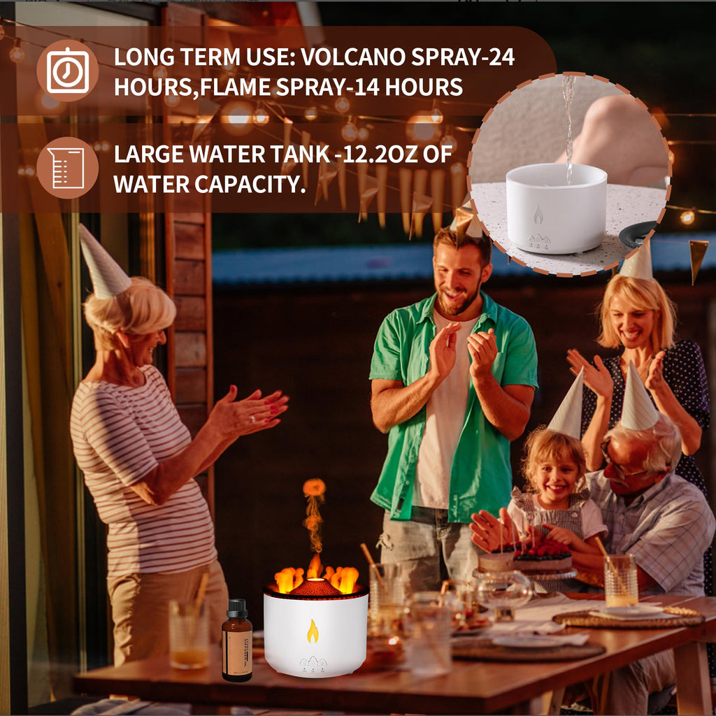 Essential Oil Diffuser, Volcano Diffuser/Humidifier, Flame and Volcano 2 Mist Mosdes, Included 50ML Hotel