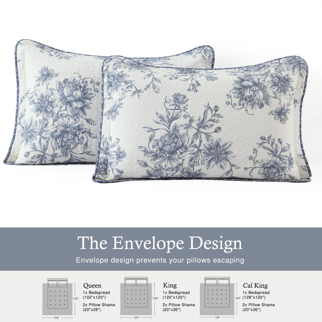 100% Cotton 120x120, Indigo Blue Floral