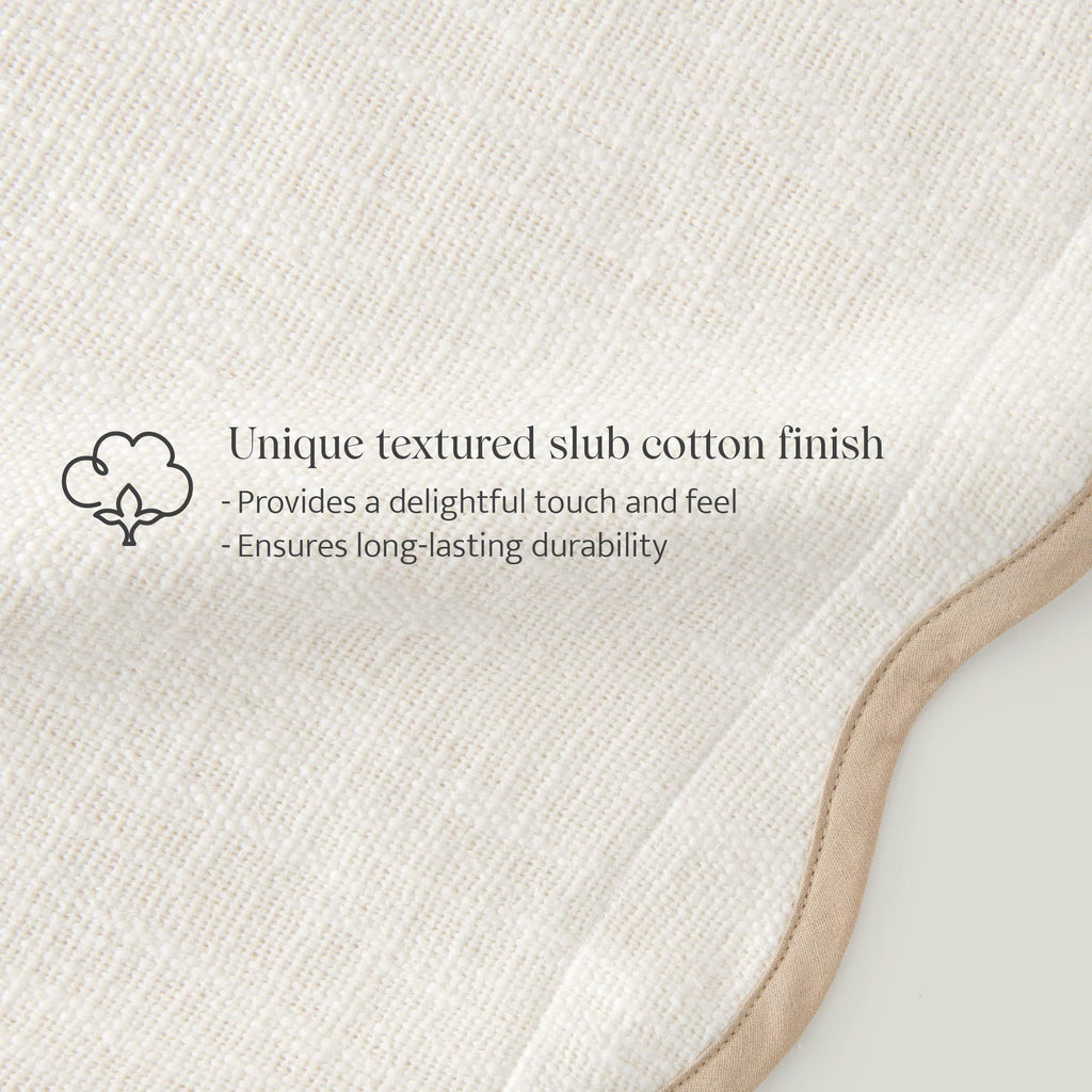Stitch 100% Cotton Scalloped Throw Pillow Covers, Cream
