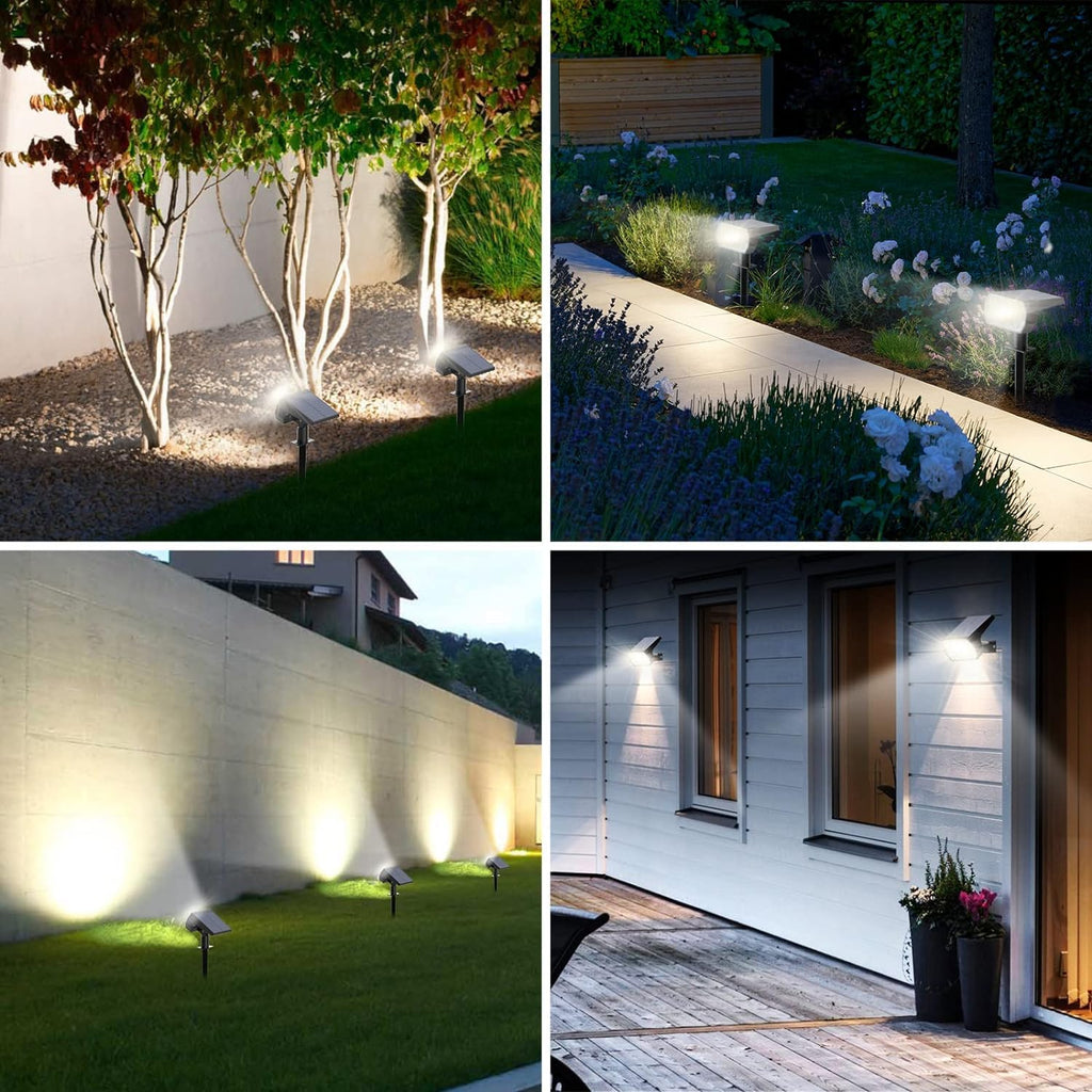 Spot Lights Outdoor, 4 Pack Outdoor Solar Lights for Yard, 4 Lighting Mode Solar Landscape Spotlights with Auto