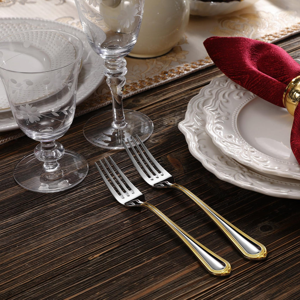 Premium Pearl Edge 20/45/65-Piece Silverware Set (20, Gold Accent)