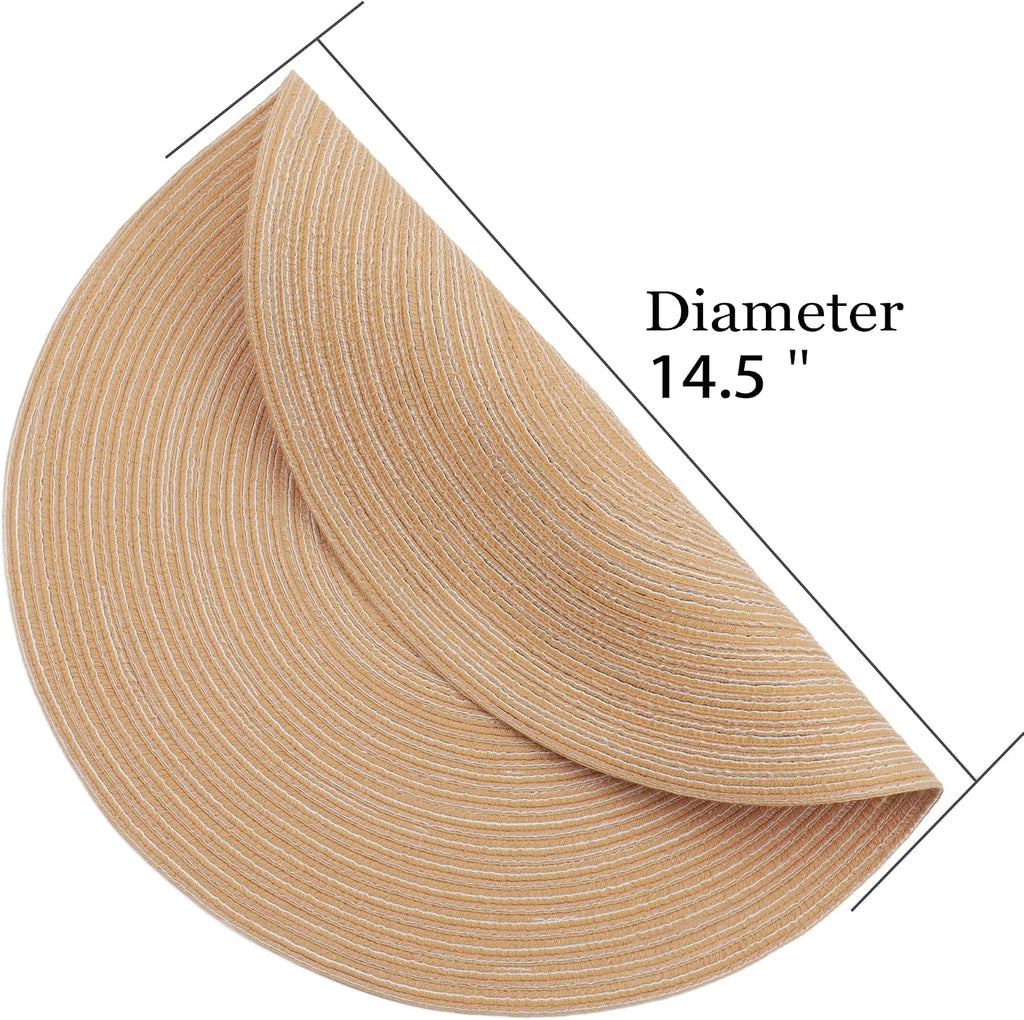 Round Placemats Braided Dining Table Kitchen Decor Mets - Set of 6